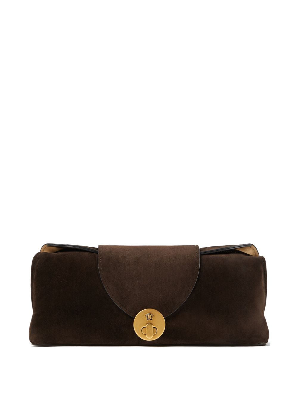 VERSACE Clutch Vivian in suede con tracolla a catena e Medusa