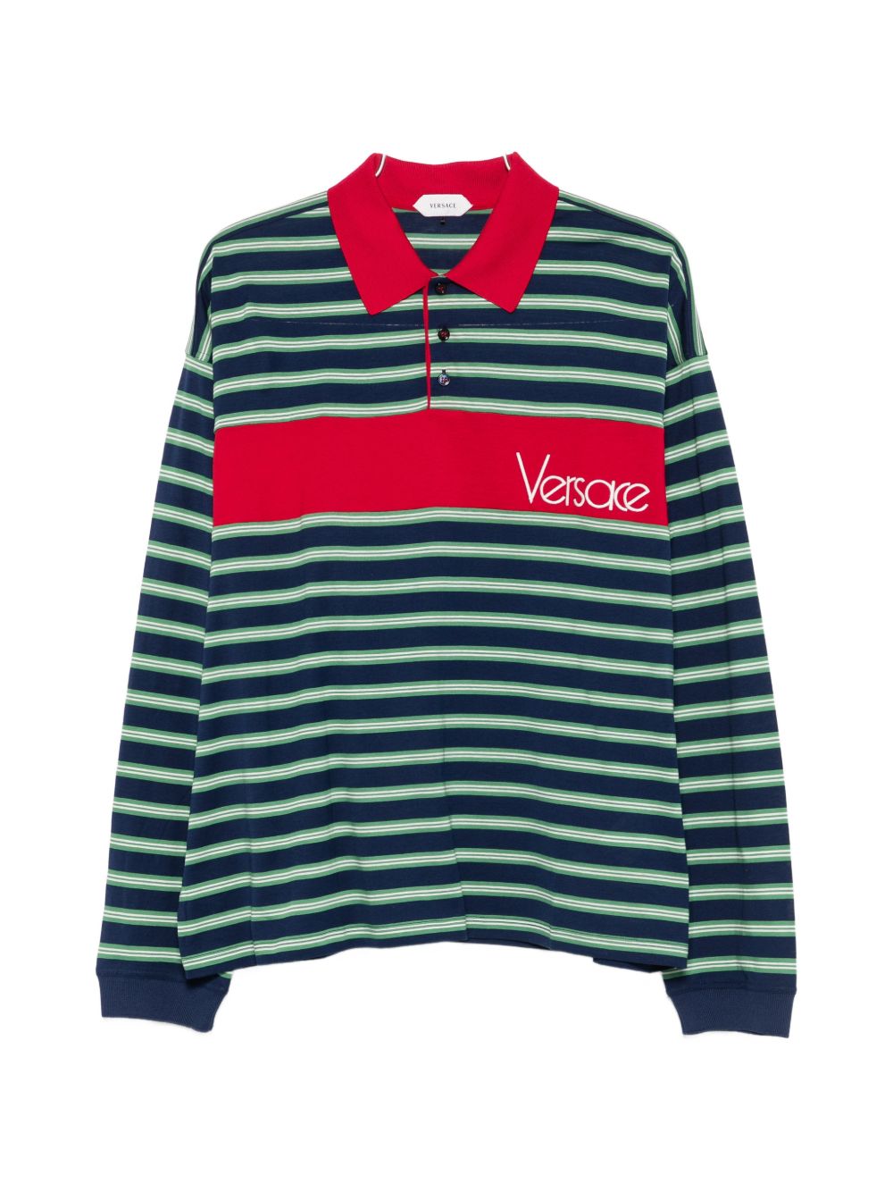 VERSACE Polo in cotone a righe con logo