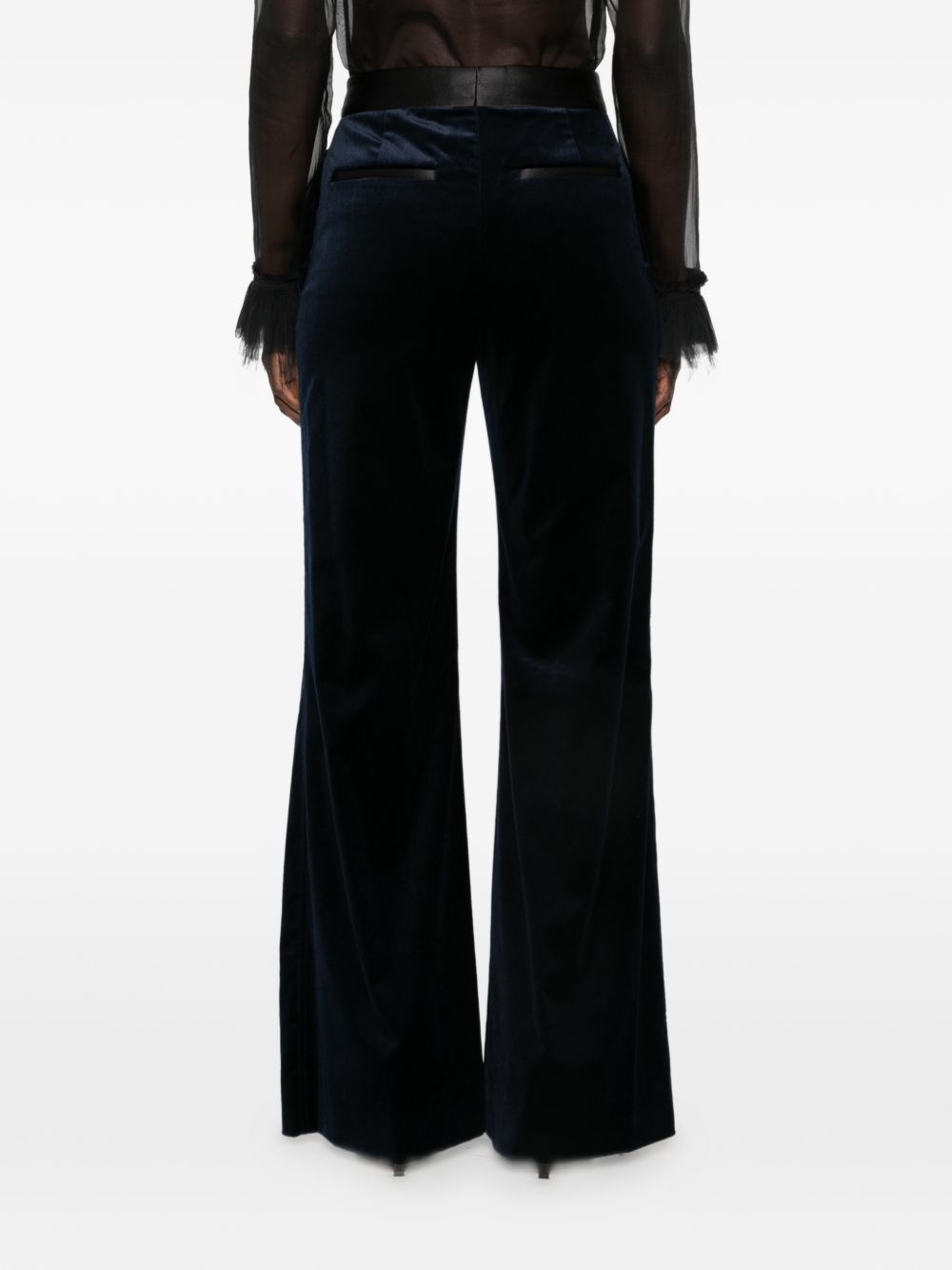 VICTORIA BECKHAM Pantaloni eleganti svasati in velluto blu