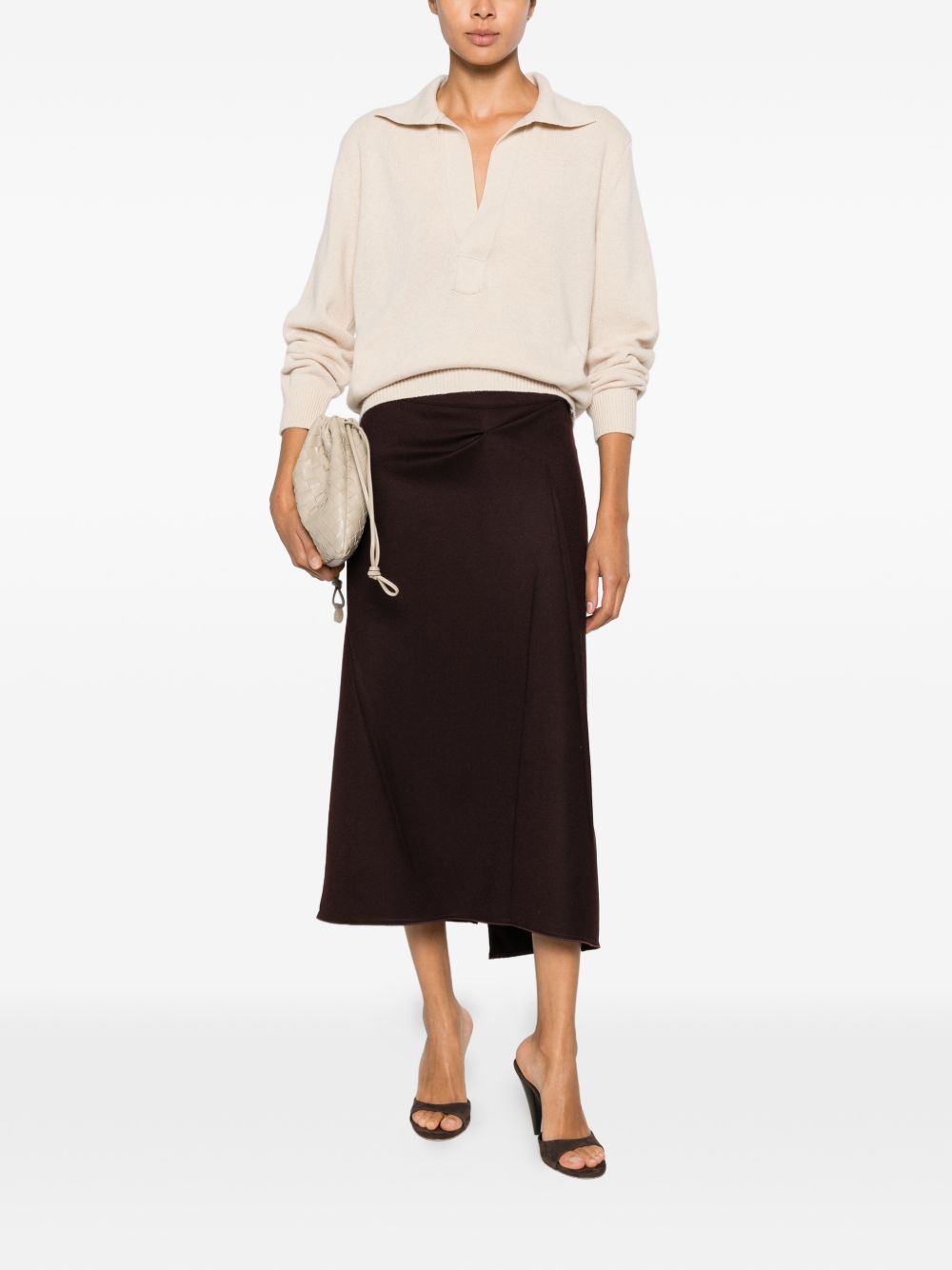 VICTORIA BECKHAM Gonna sartoriale in lana con piega frontale