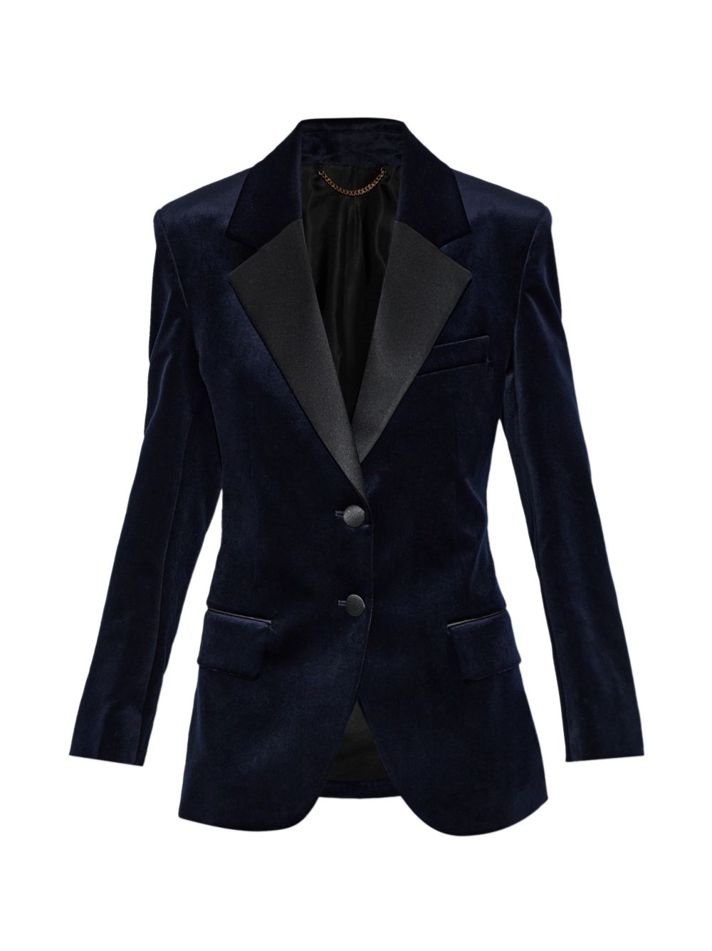 VICTORIA BECKHAM Blazer slim con dettagli in raso lucido nero