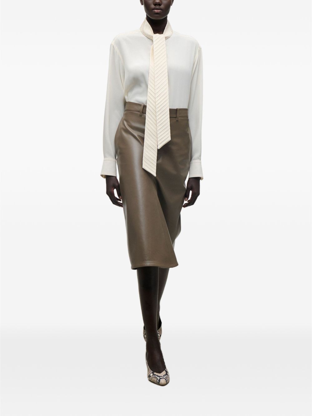 VICTORIA BECKHAM Camicia avorio in seta con collo lavallière