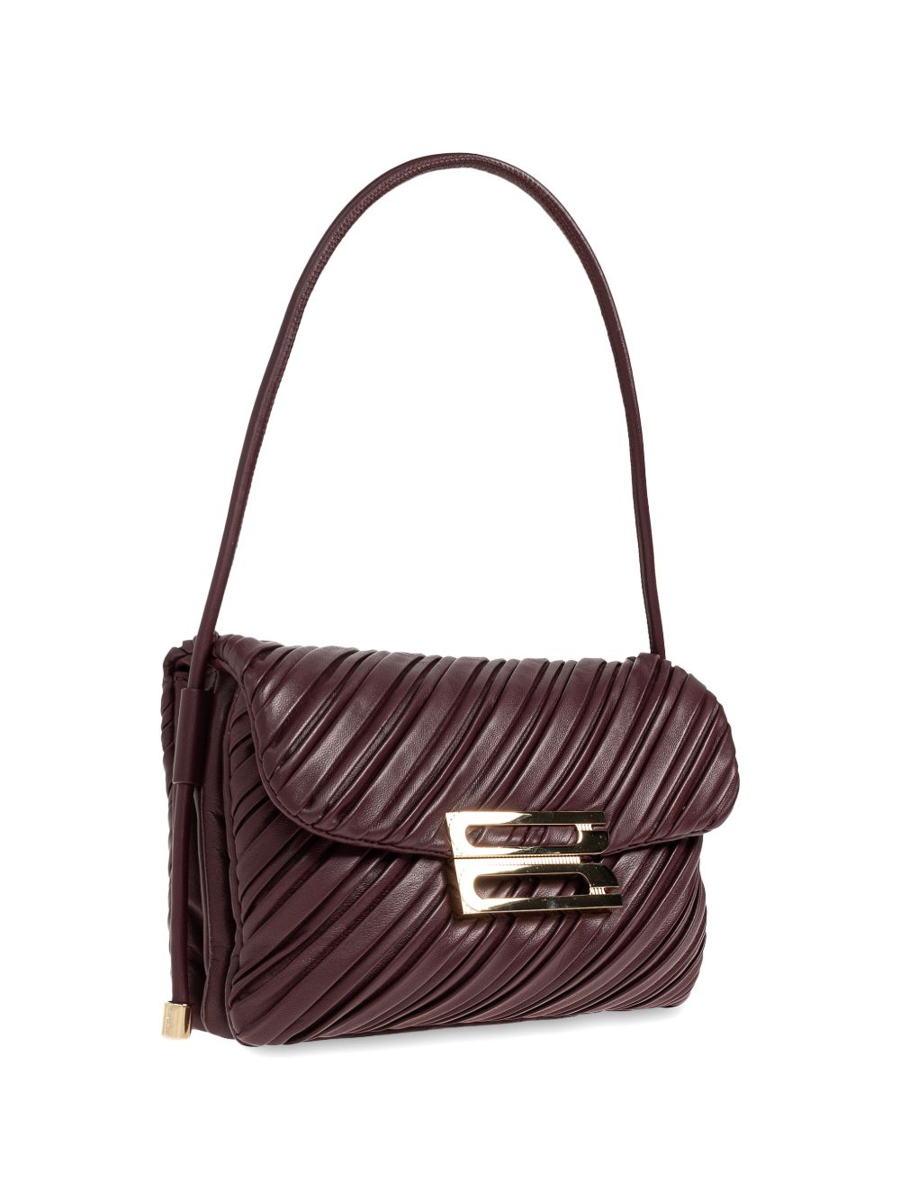 VICTORIA BECKHAM Borsa elegante bordeaux con texture a coste e fibbia dorata