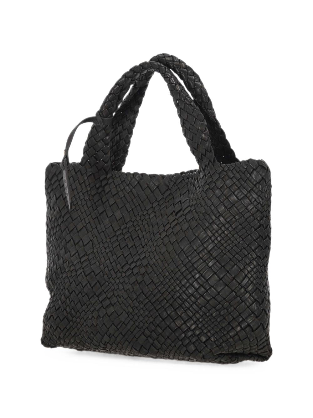VISONA Borsa DREAM in pelle intrecciata nera