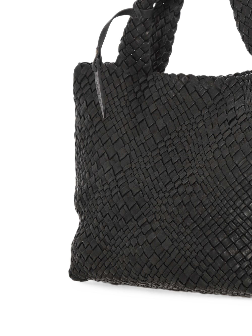 VISONA Borsa DREAM in pelle intrecciata nera