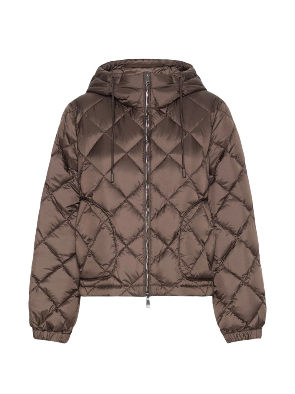 WEEKEND MAX MARA Piumino corto trapuntato con cappuccio marrone