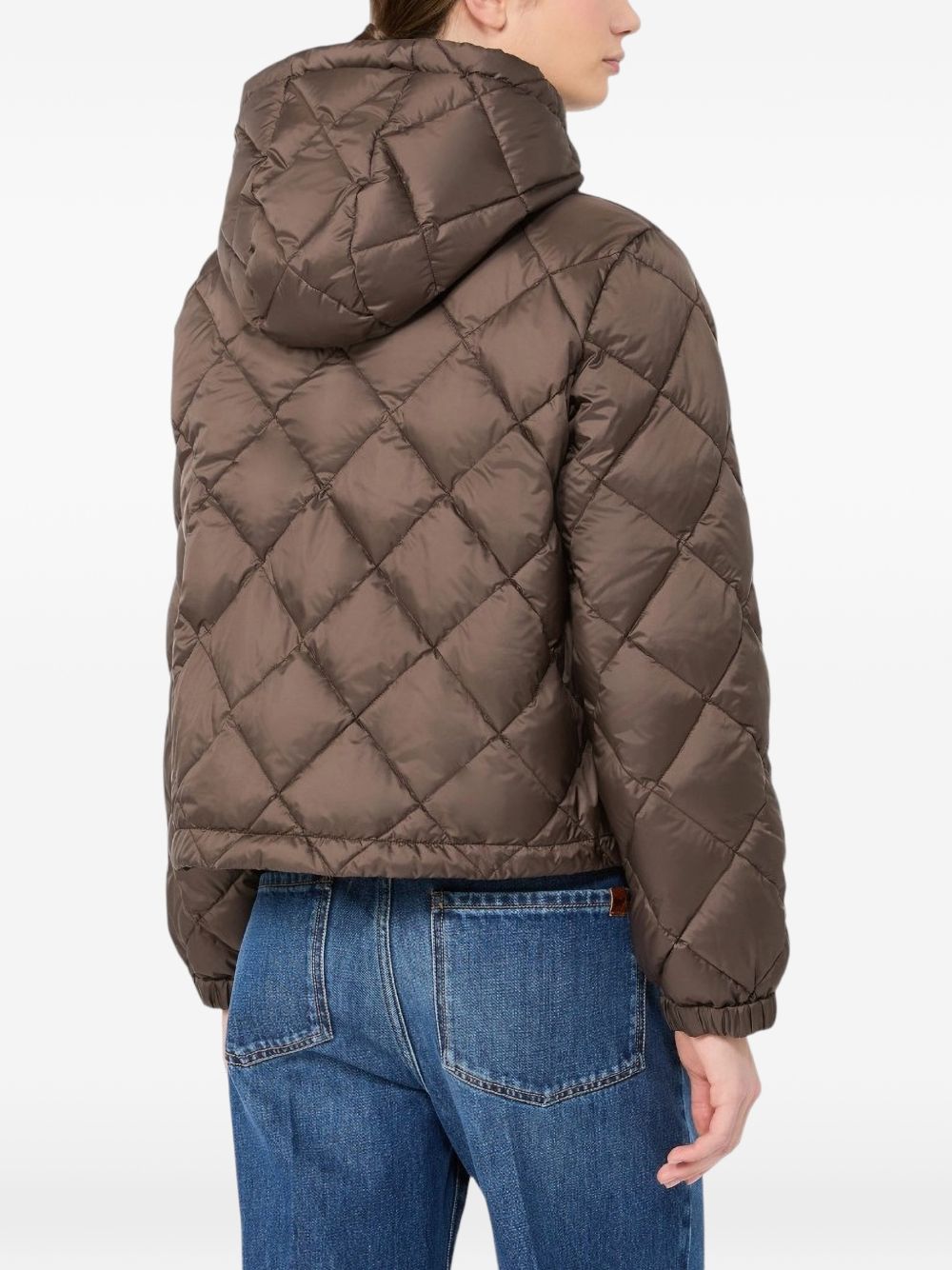 WEEKEND MAX MARA Piumino corto trapuntato con cappuccio marrone