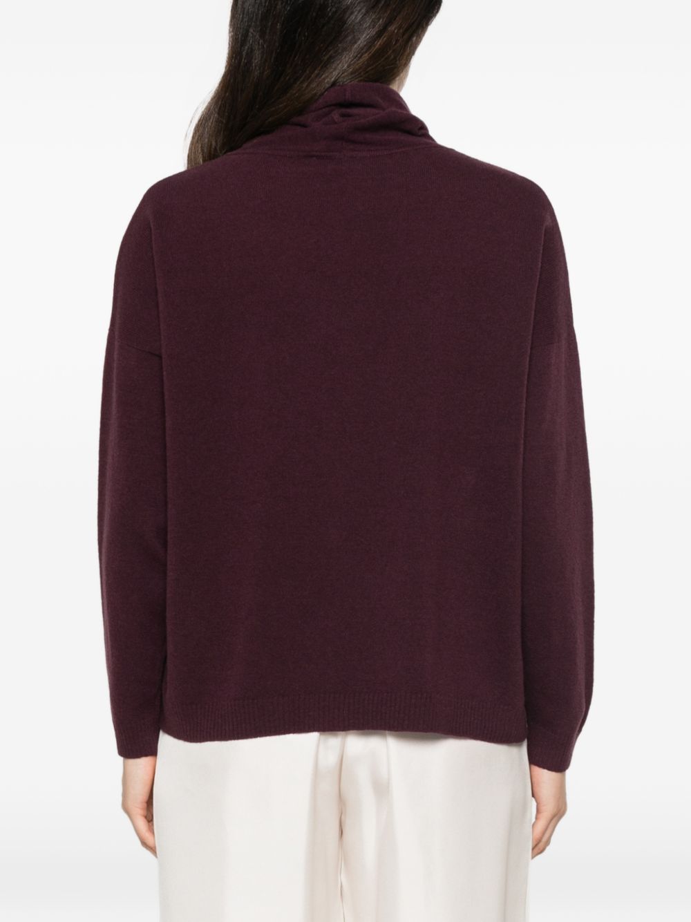 WHYCI Maglia a collo alto vinaccia in lana e cashmere