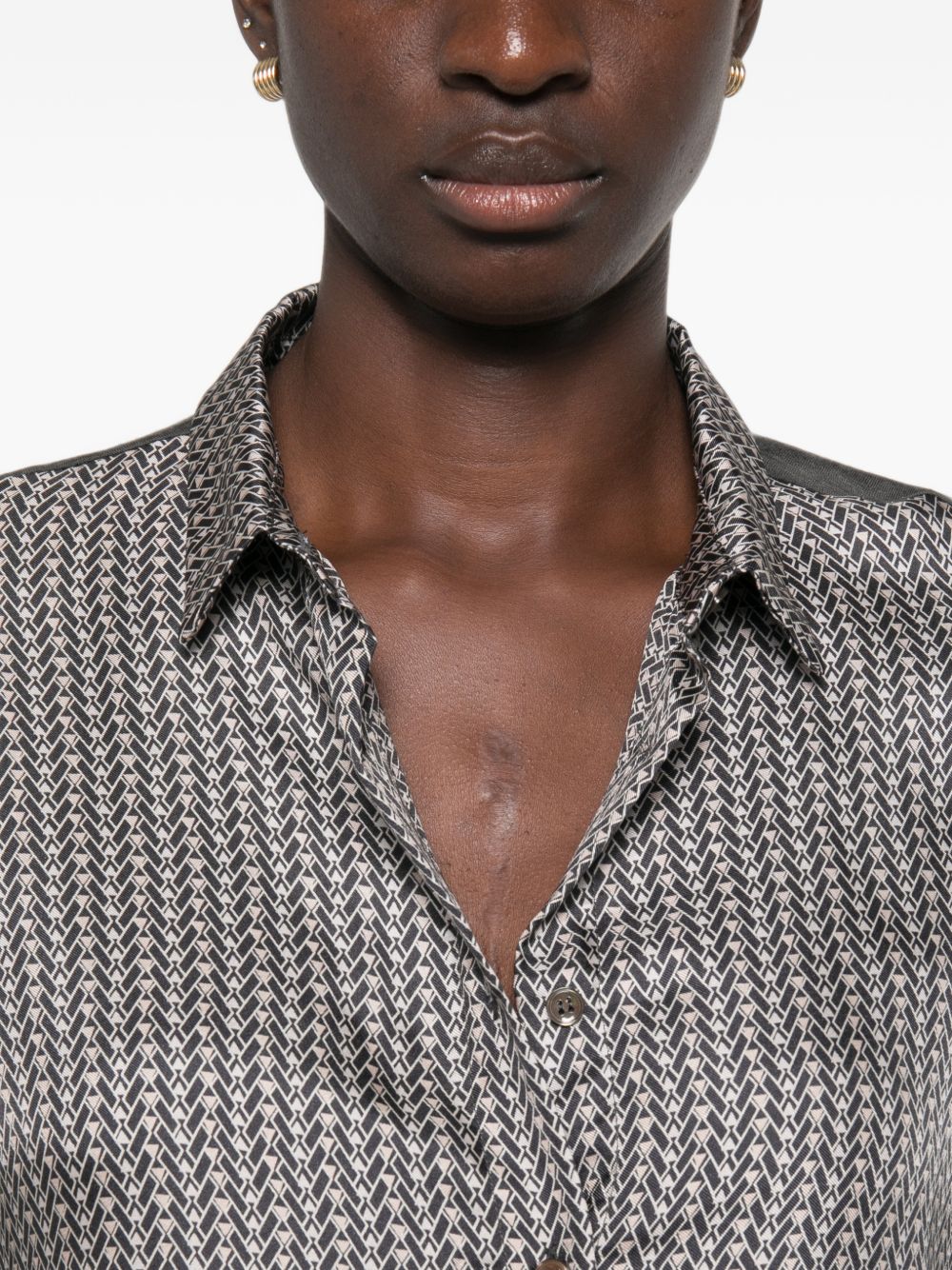 WHYCI Camicia a manìche lunghe con micro fantasia