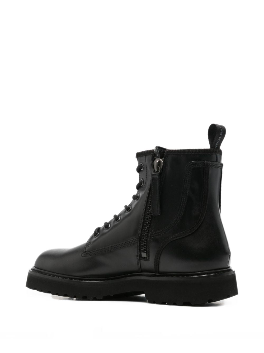 WOOLRICH Anfibi neri in pelle