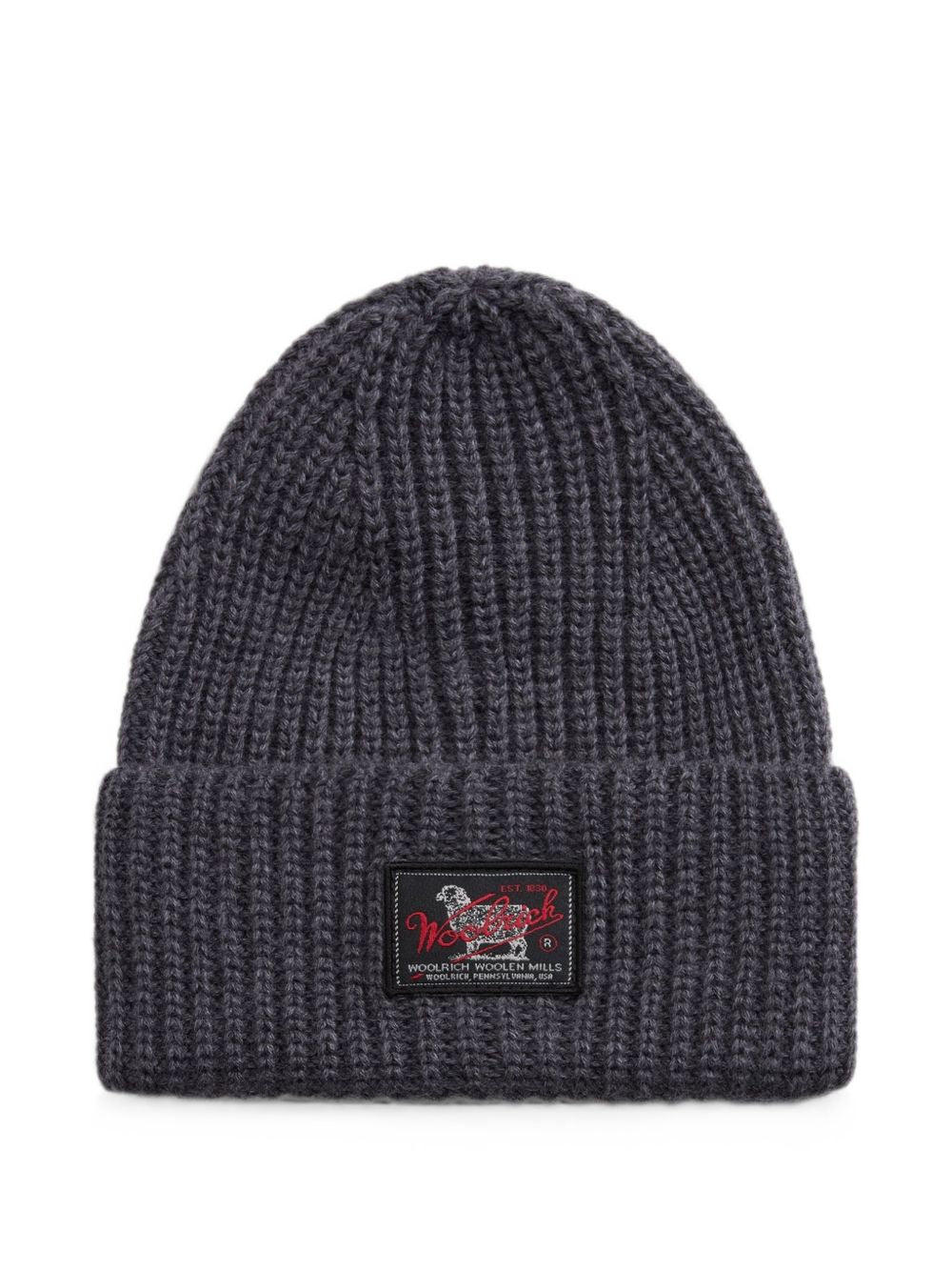 WOOLRICH Cappello grigio in lana a coste