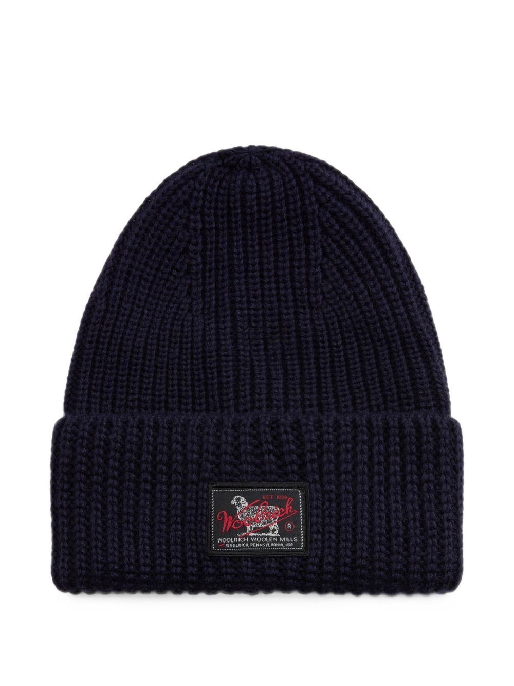 WOOLRICH Cappello blu in lana a coste