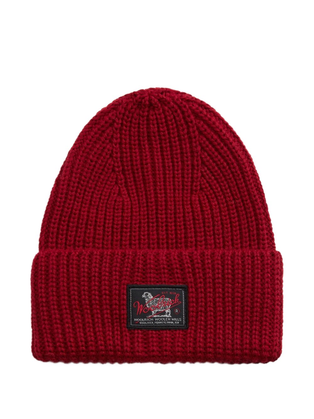 WOOLRICH Cappello rosso in lana a coste