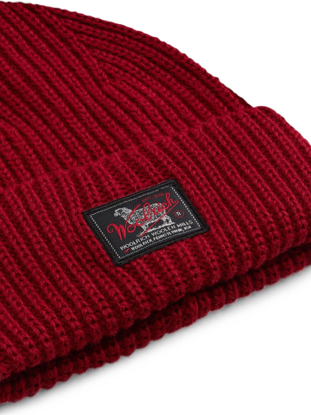 WOOLRICH Cappello rosso in lana a coste