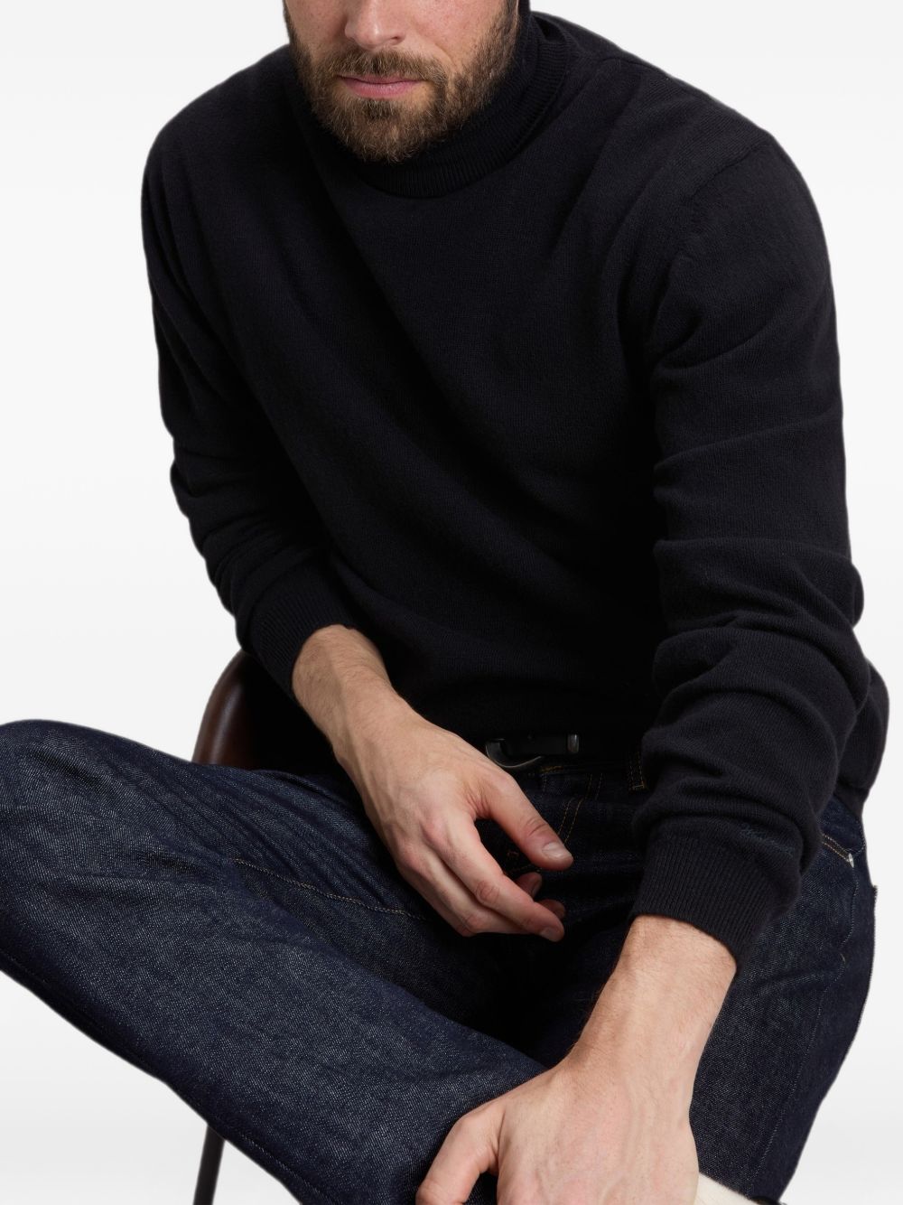 WOOLRICH Maglia a collo alto in lana nera