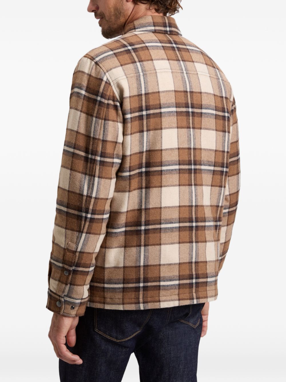 WOOLRICH Giacca in misto lana a quadri cammello