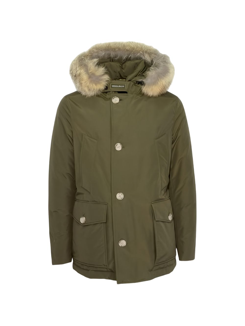 WOOLRICH Parka verde oliva con cappuccio