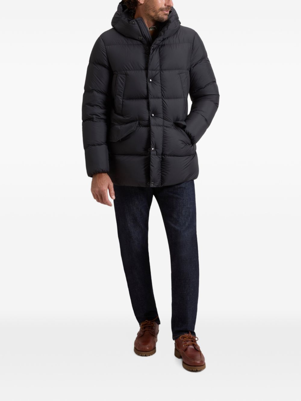 WOOLRICH Piumino lungo con doppie tasche e cappuccio