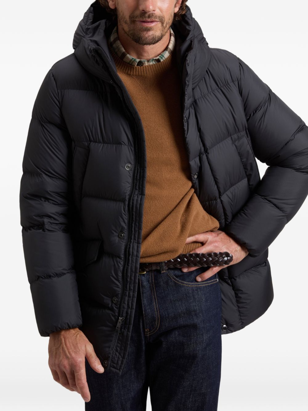 WOOLRICH Piumino lungo con doppie tasche e cappuccio