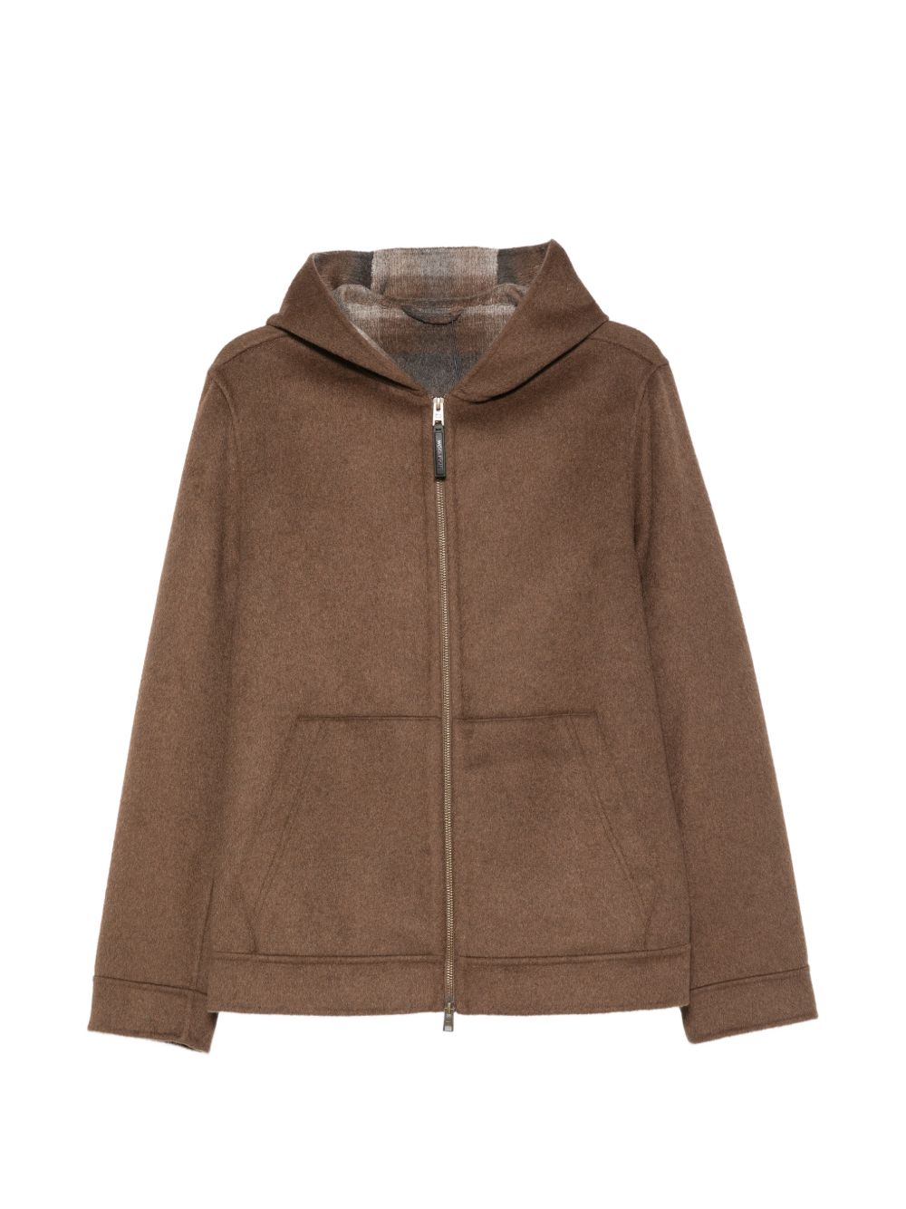 WOOLRICH Giacca marrone con zip e cappuccio