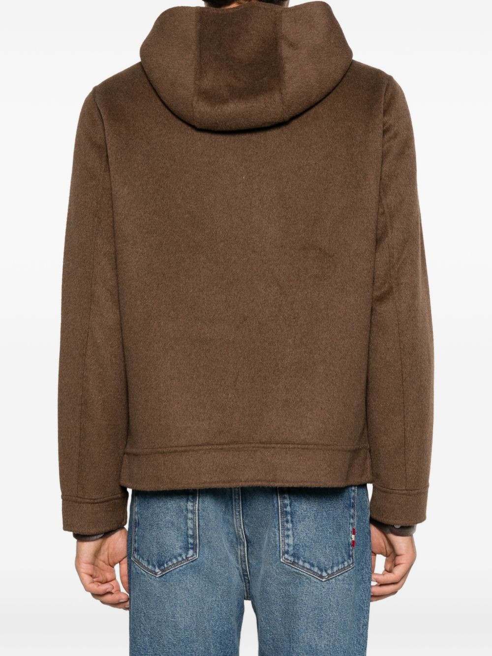 WOOLRICH Giacca marrone con zip e cappuccio