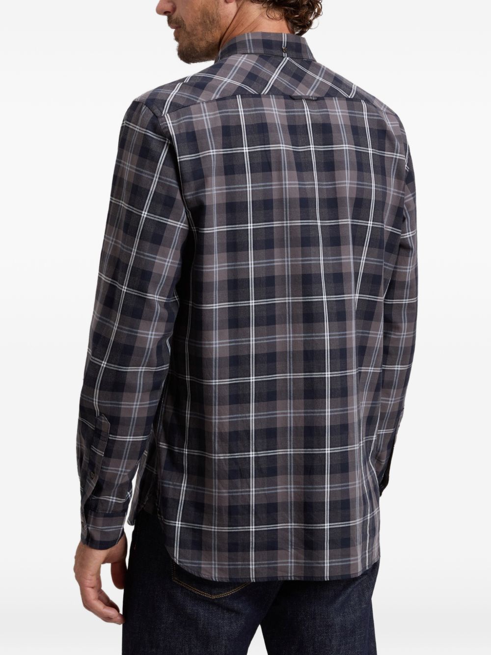 WOOLRICH Camicia in tartan blu in cotone