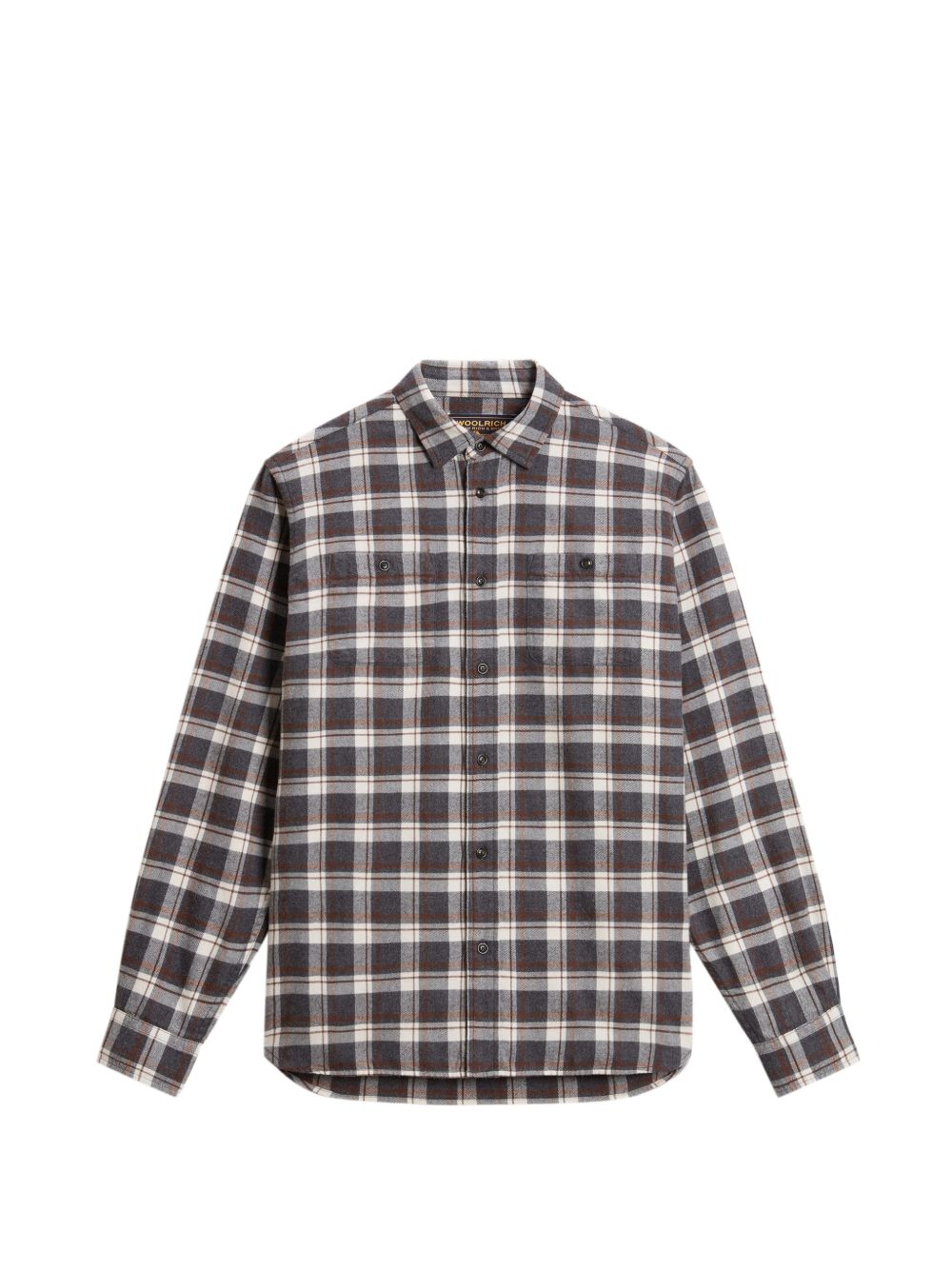 WOOLRICH Camicia a quadri grigia a marrone in cotone