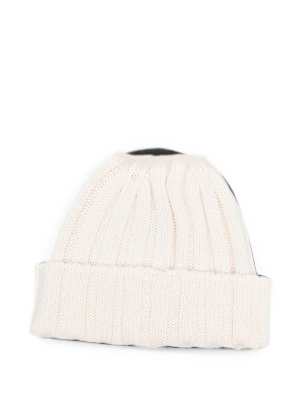 WOOLRICH Berretto in lana color panna con logo