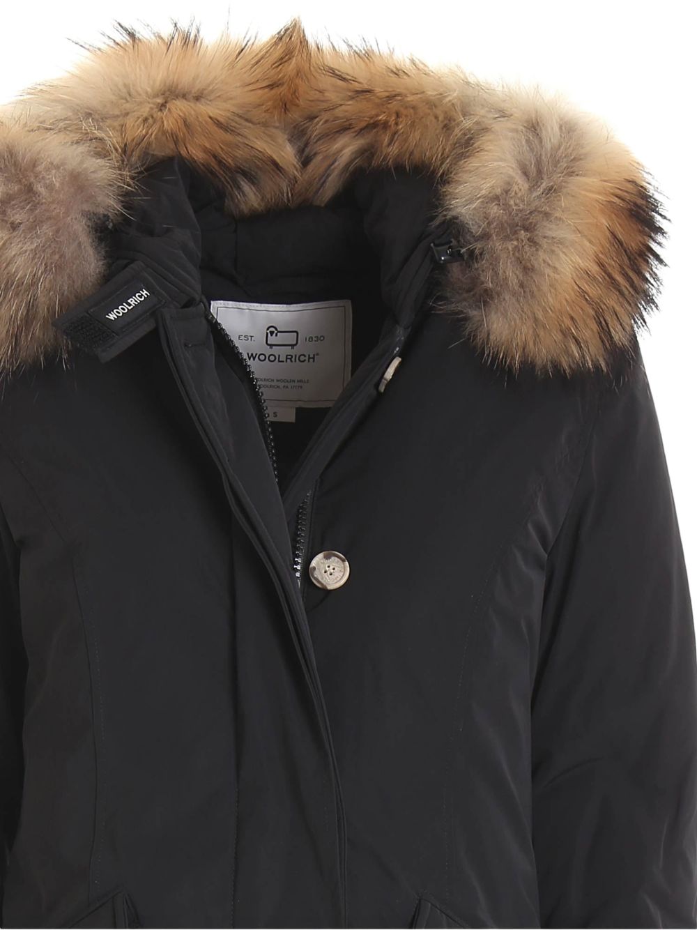 WOOLRICH Parka Nero Imbottito con Cappuccio