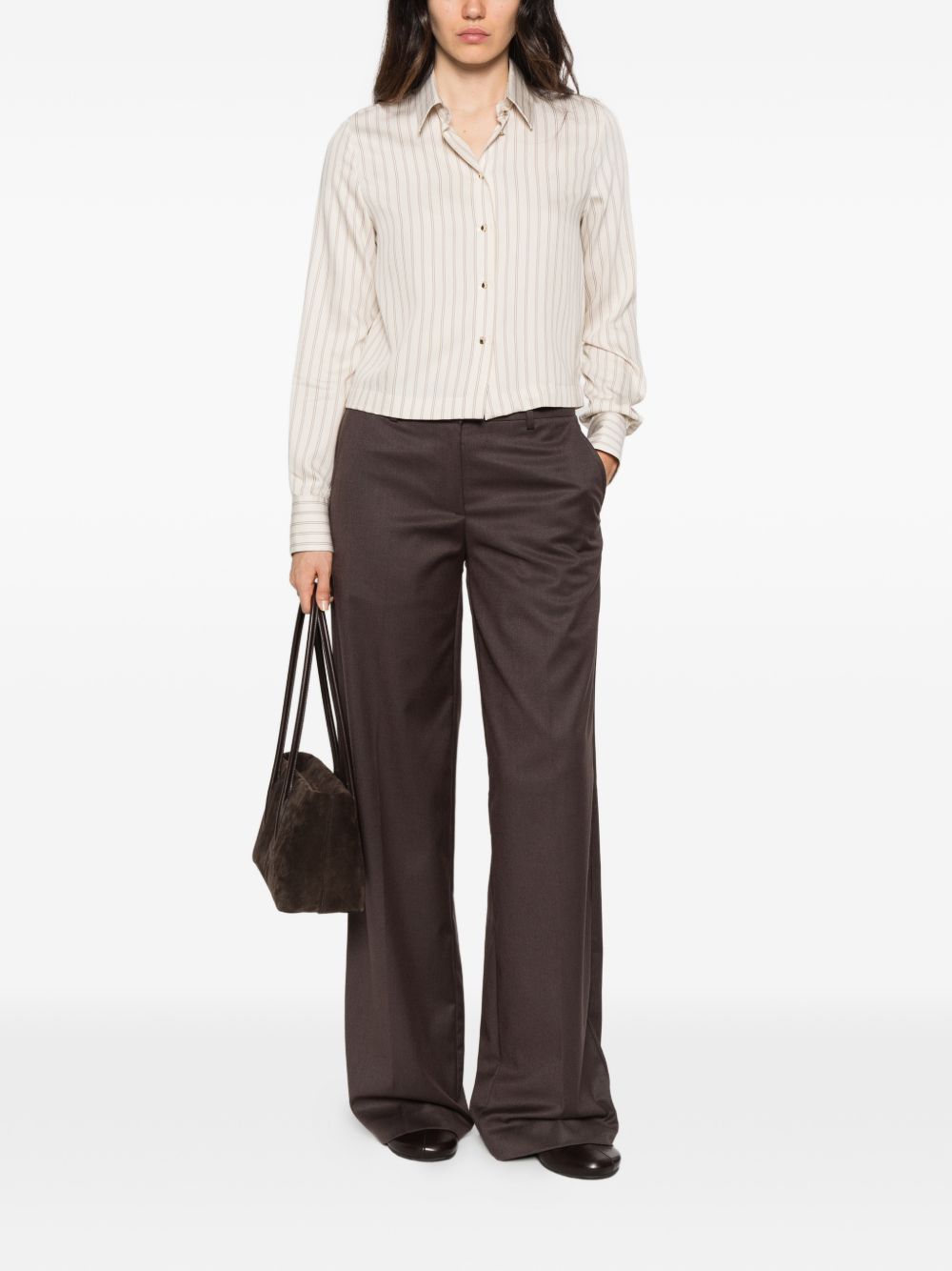 XACUS Camicia Anya a righe beige chiaro