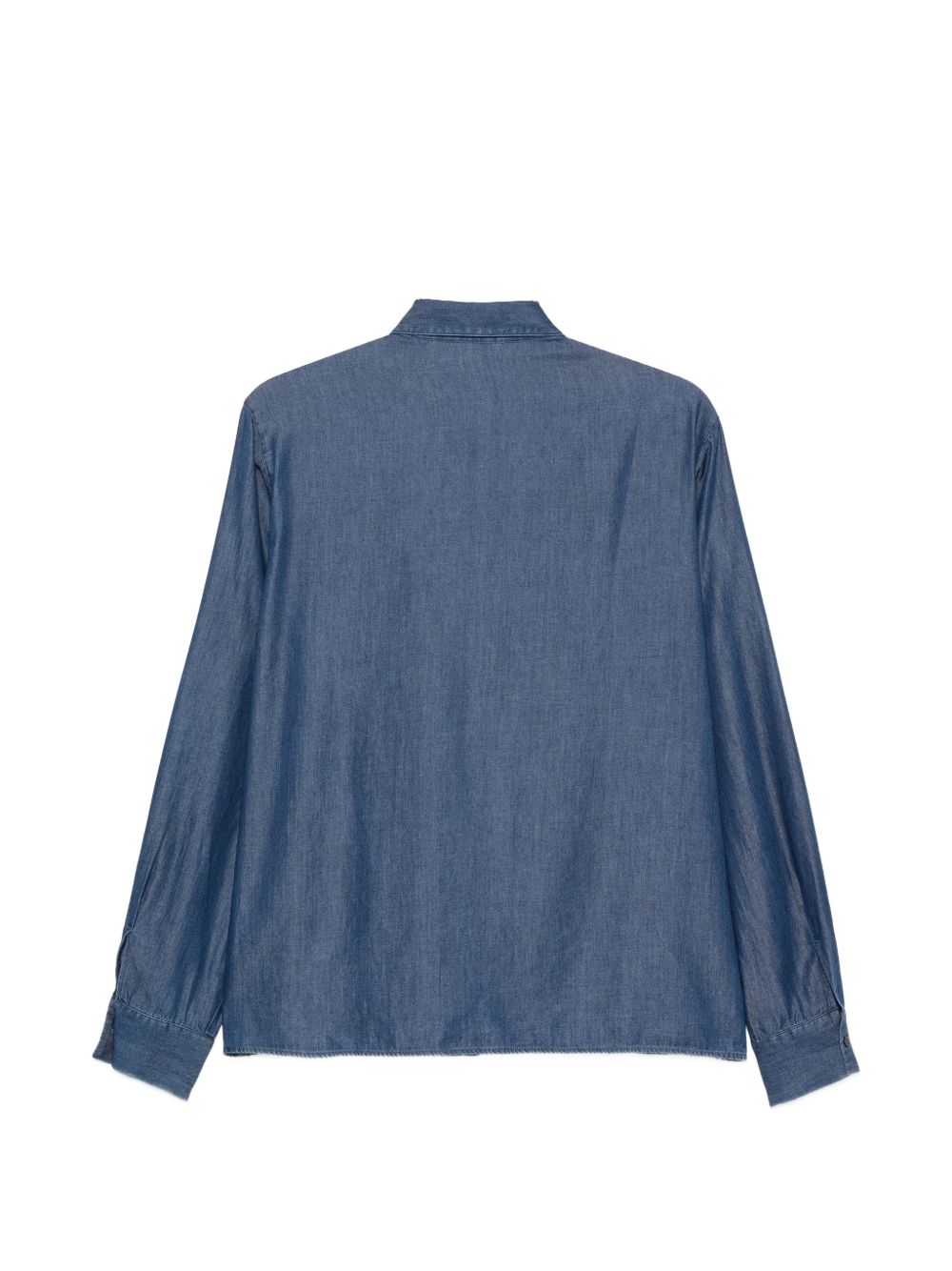 XACUS Camicia Beth blu in cotone con ruches