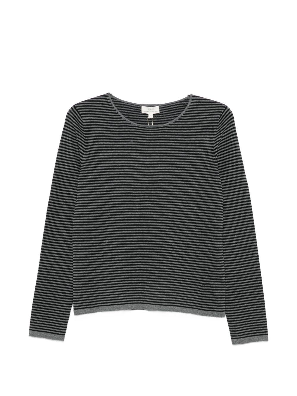 YERSE Maglia girocollo Clara in cotone a righe