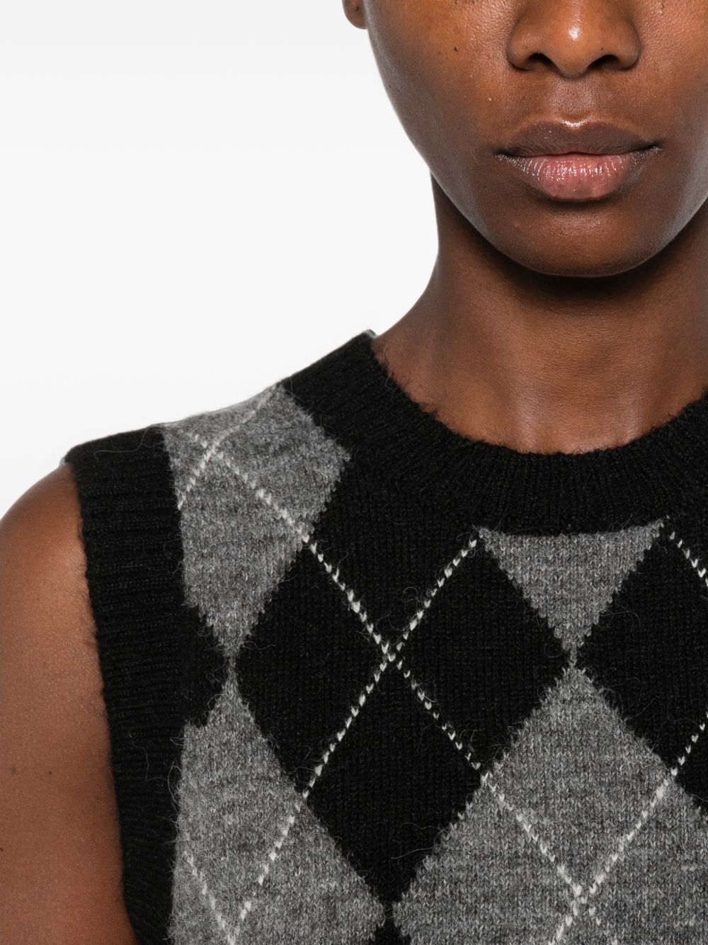 YERSE Gilet in maglia a rombi