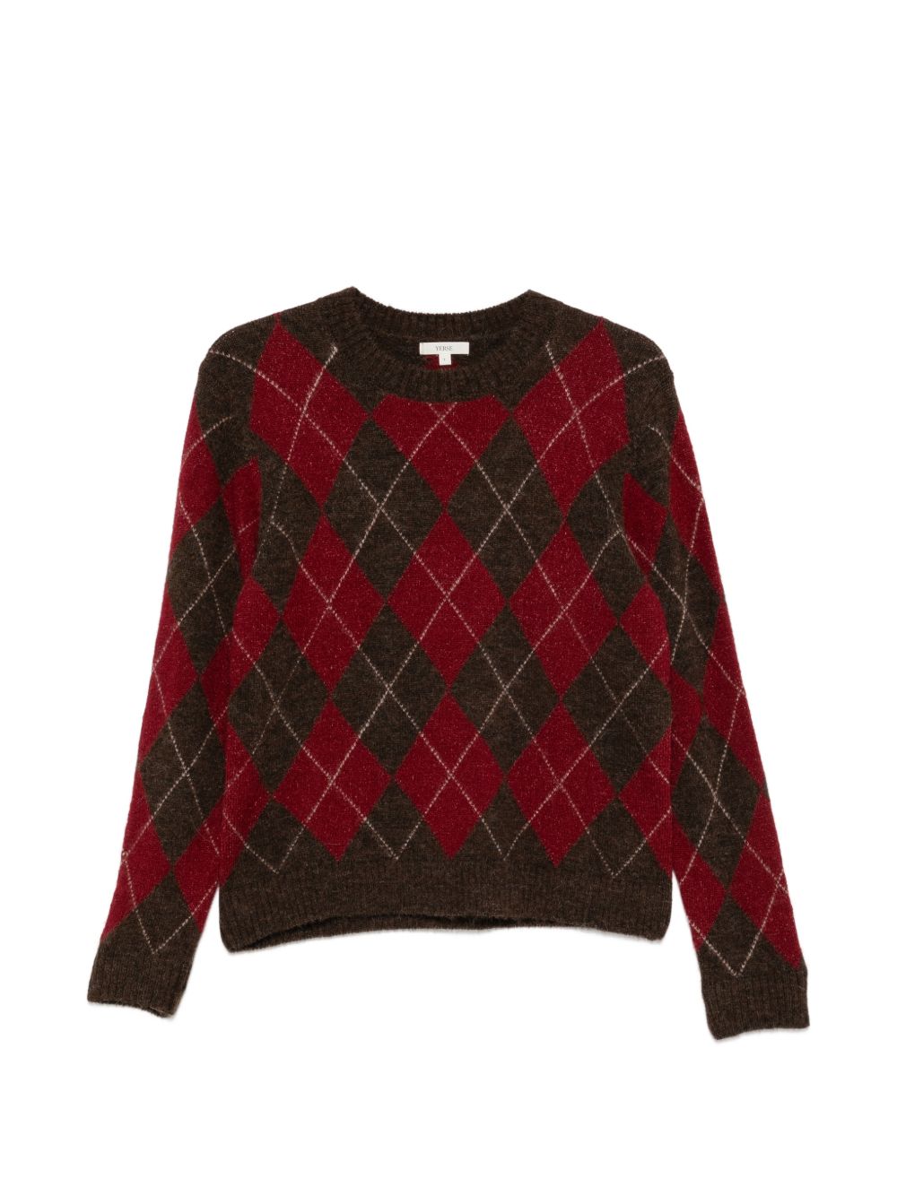 YERSE Maglia Girocollo Marrone e Rosso
