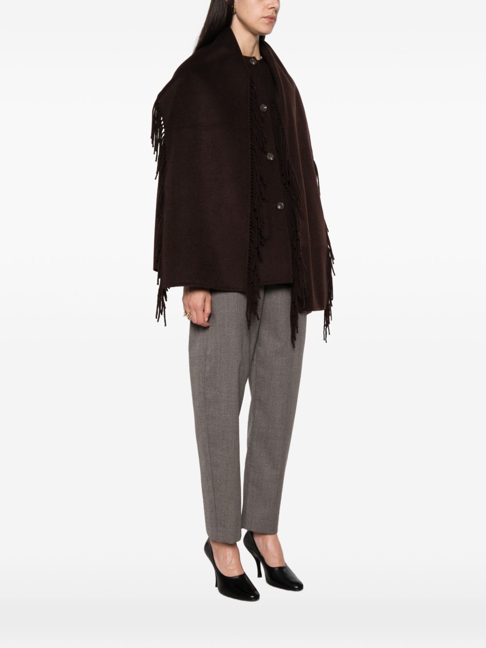 YERSE Cappotto corto Sully in lana con frange