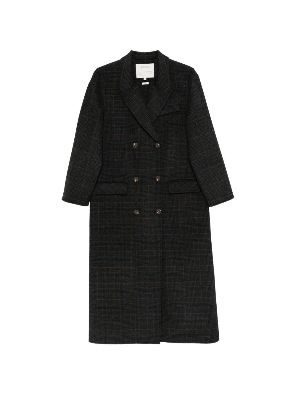 YERSE Cappotto lungo doppiopetto a quadri