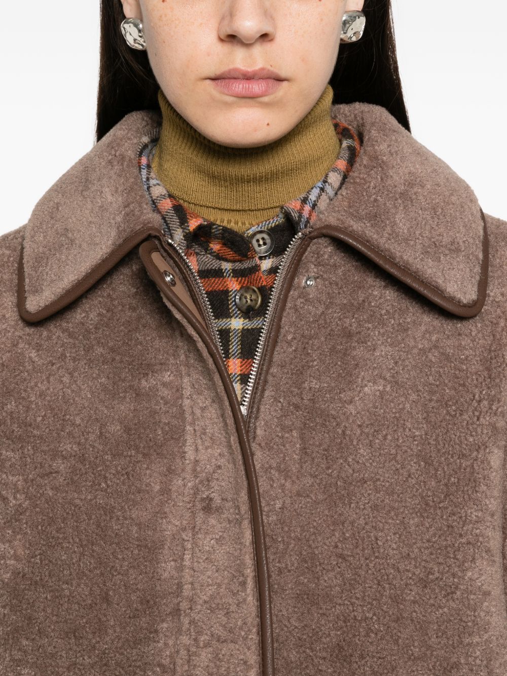 YERSE Cappotto lungo marrone con colletto