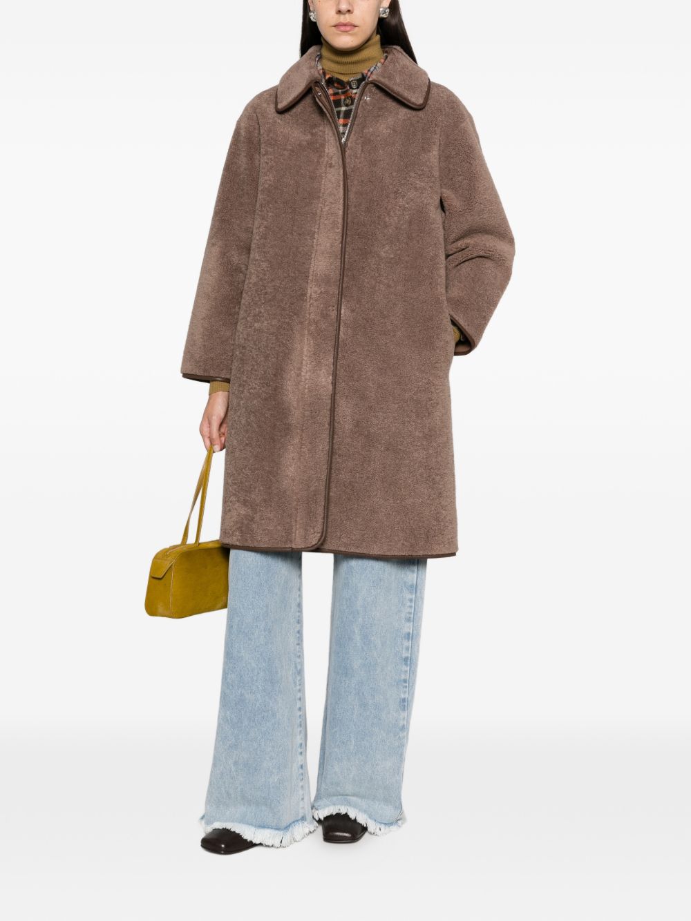 YERSE Cappotto lungo marrone con colletto