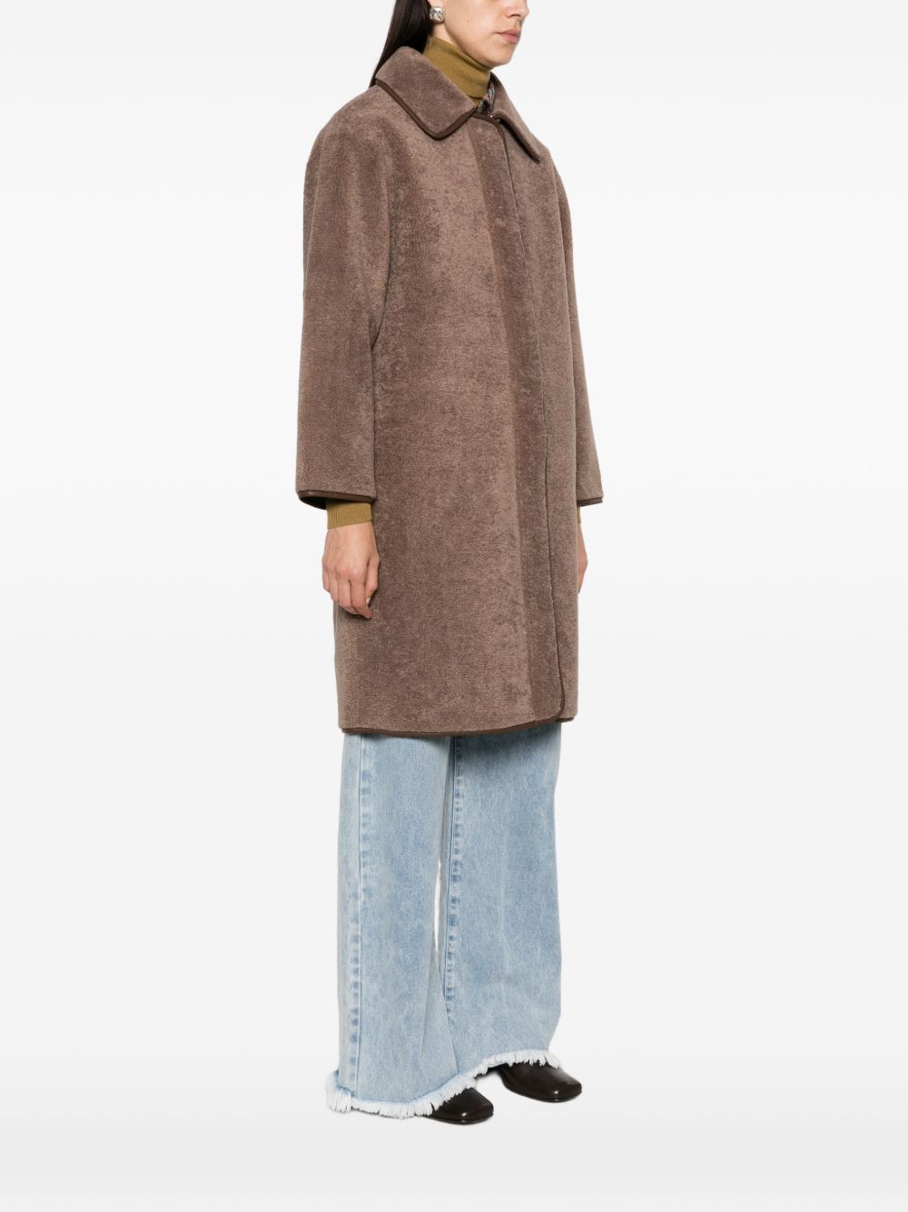 YERSE Cappotto lungo marrone con colletto