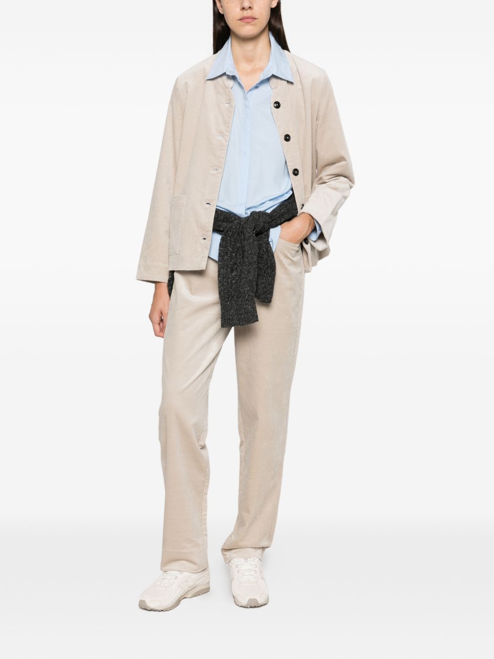 YERSE Pantaloni Kendall a costine avorio