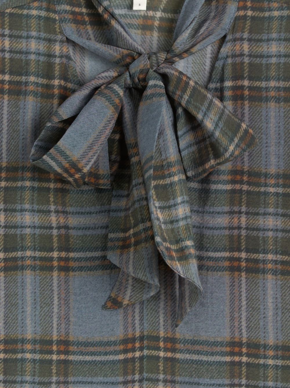 YERSE Camicia Newport a quadri scozzesi blu e verde con fiocco