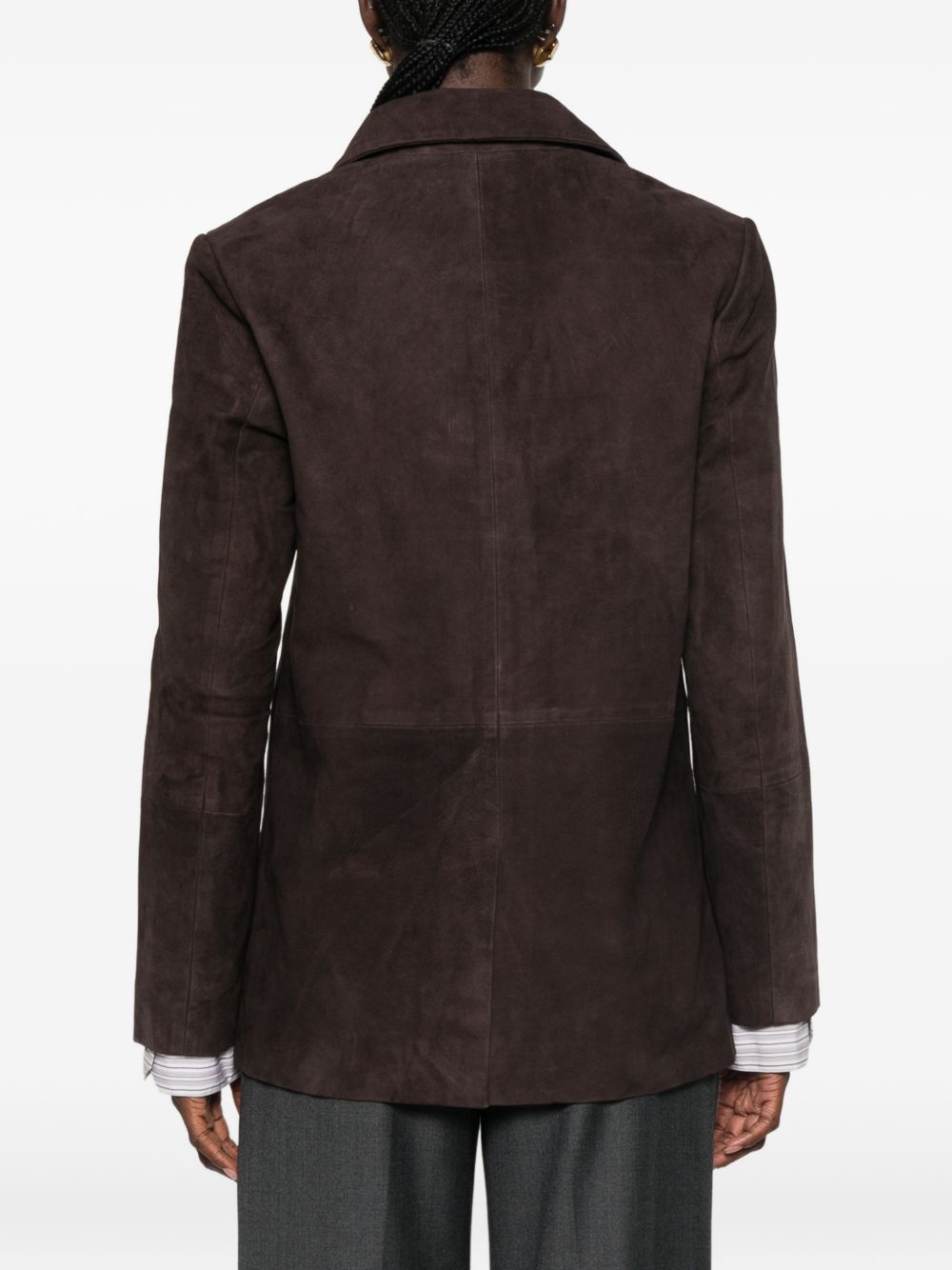 YERSE Giacca in suede con tasche marrone scuro