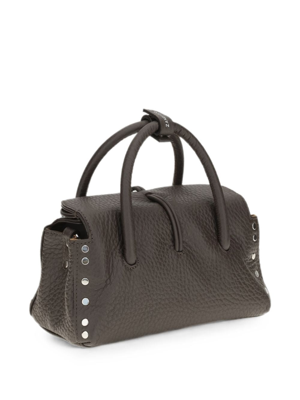 ZANELLATO Borsa Dotta Baby in pelle martellata marrone con dettagli argento