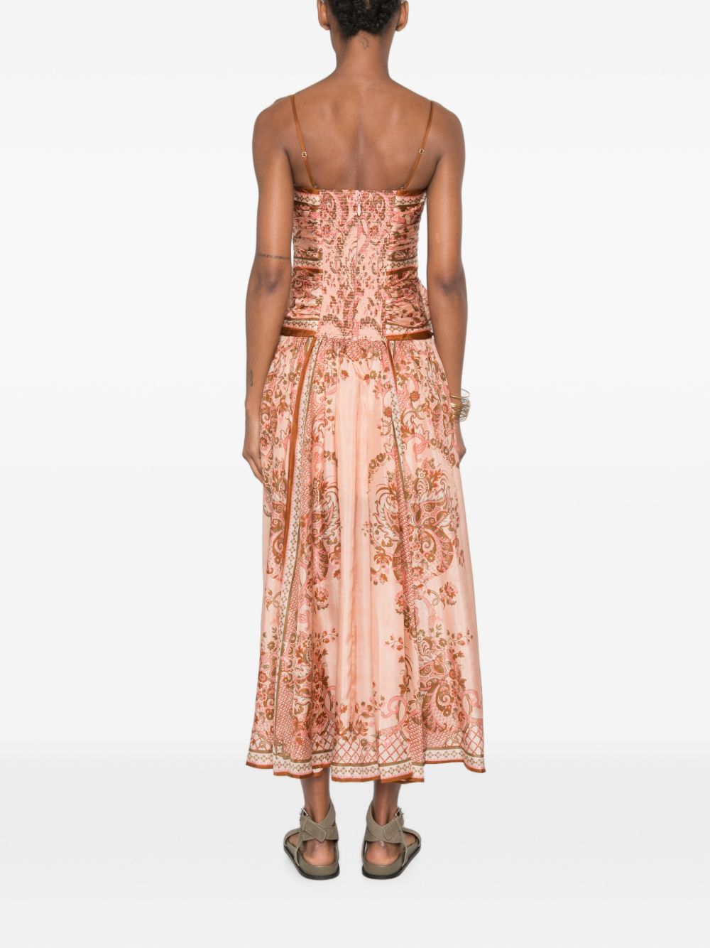 ZIMMERMANN Abito lungo floreale color pesca per cerimonie