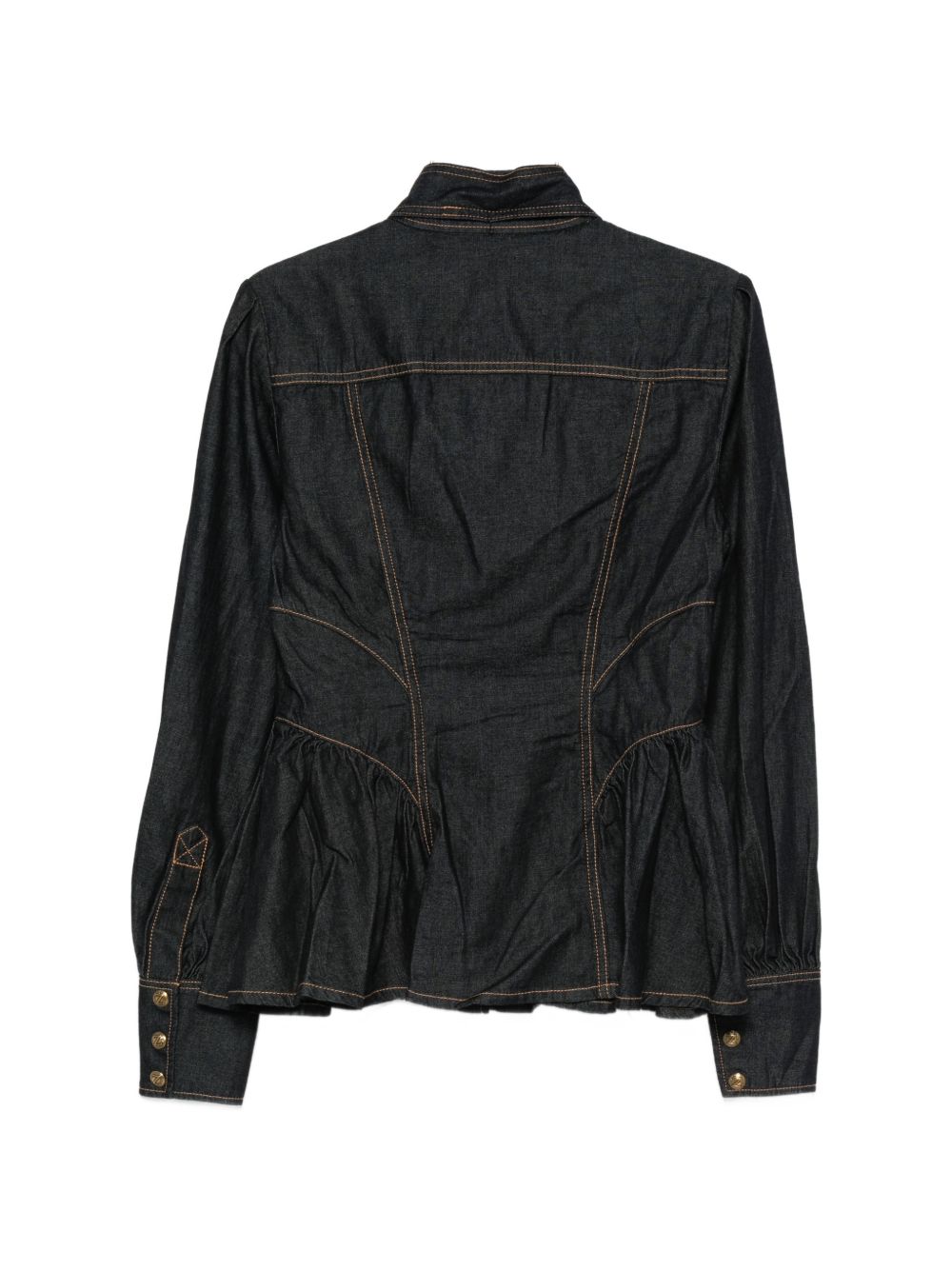 ZIMMERMANN Camicia fitted in denim blu Onyx con maniche a sbuffo