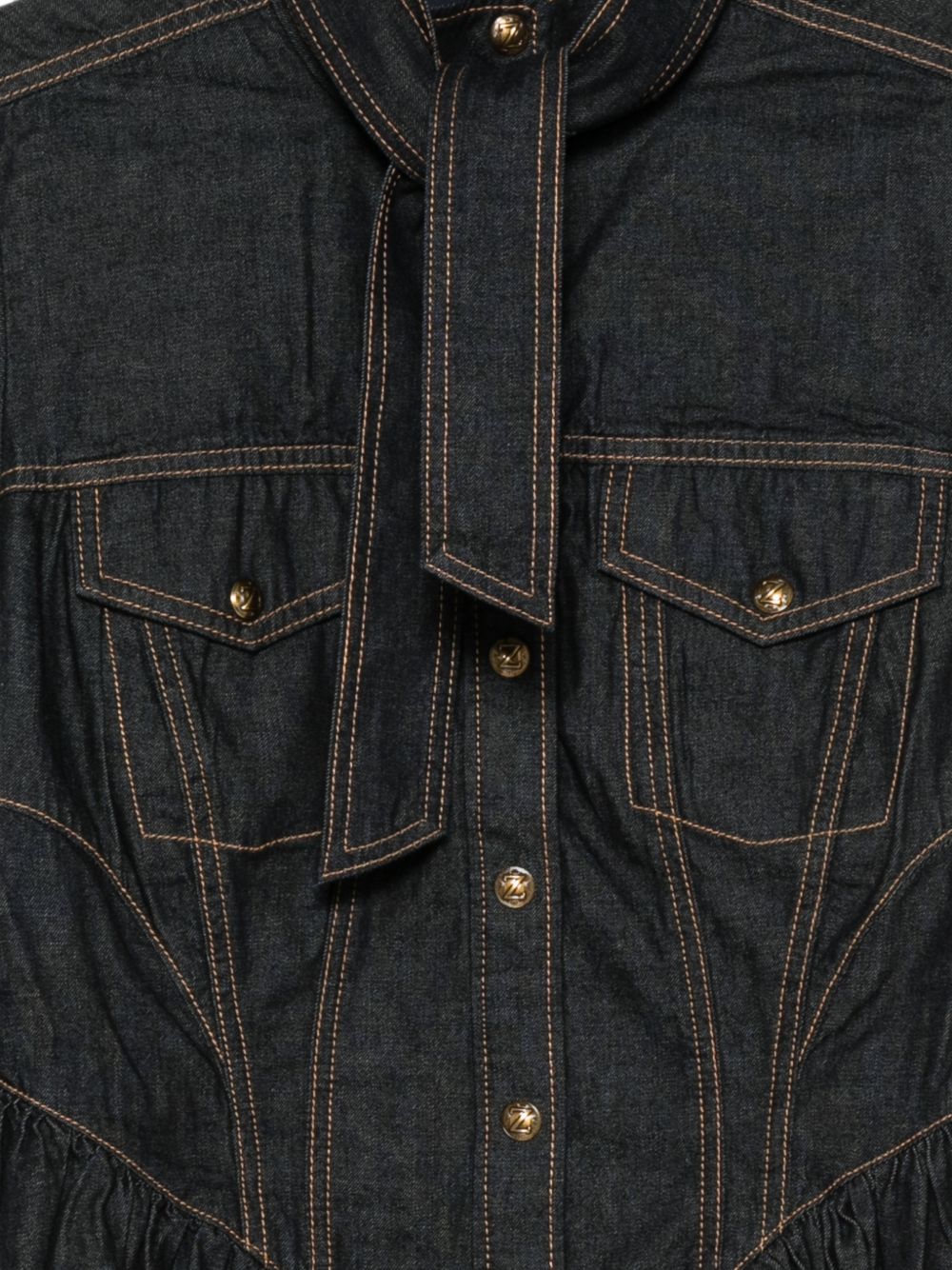 ZIMMERMANN Camicia fitted in denim blu Onyx con maniche a sbuffo