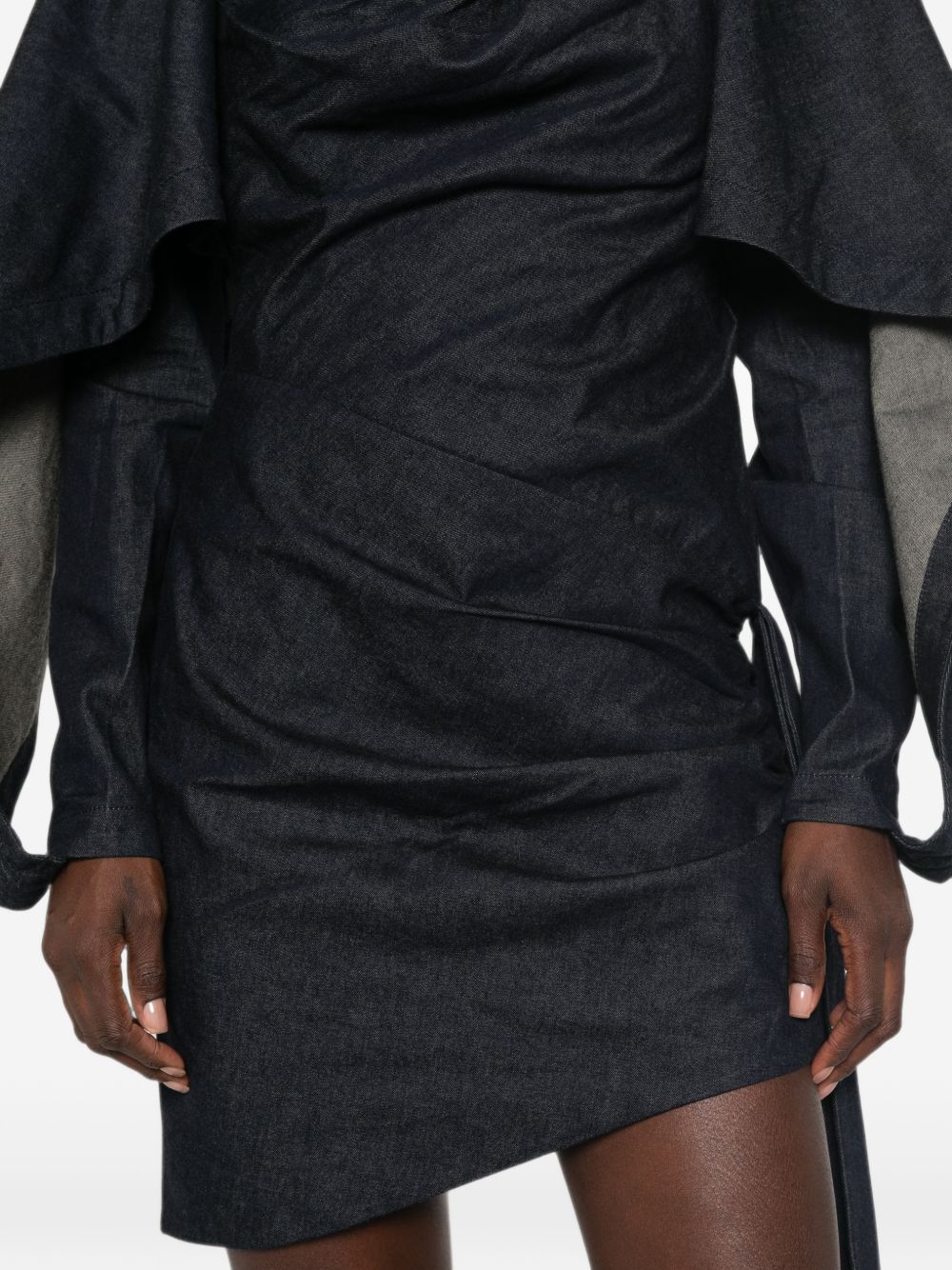 ZIMMERMANN Abito corto drappeggiato in denim blu Night Sky