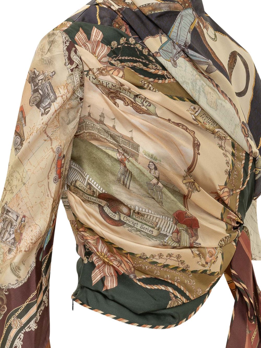 ZIMMERMANN Top cropped in seta con drappeggio e stampa foulard