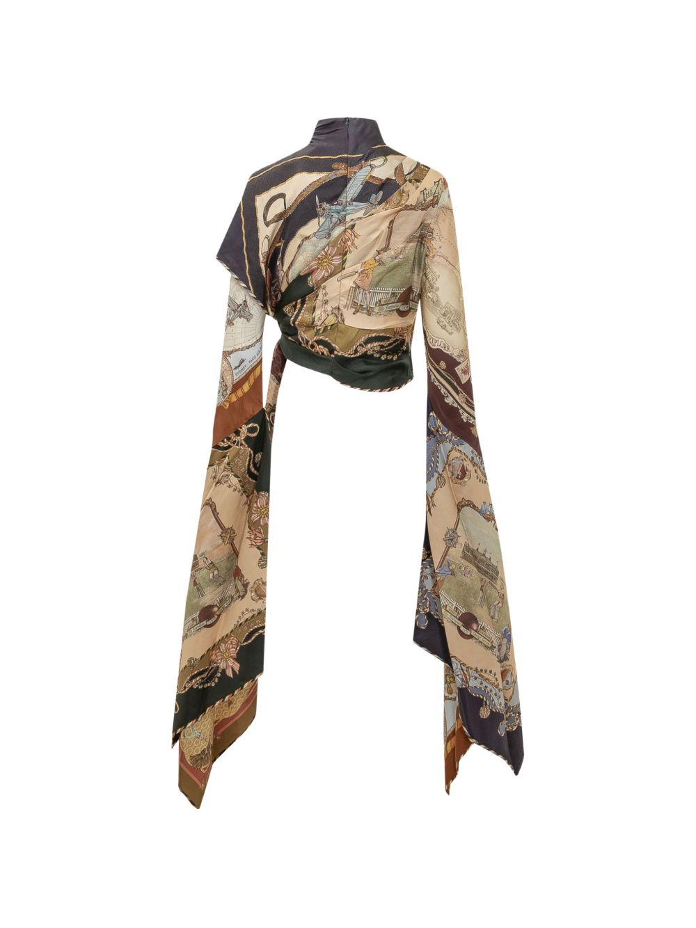 ZIMMERMANN Top cropped in seta con drappeggio e stampa foulard