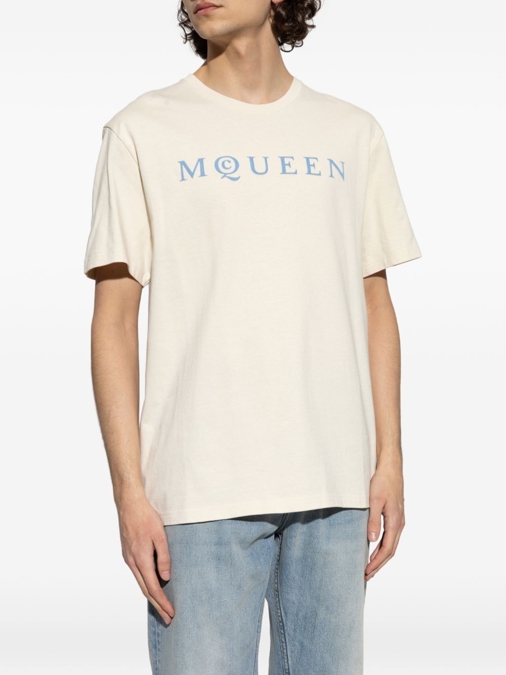 ALEXANDER McQUEEN T-shirt in cotone avorio con logo